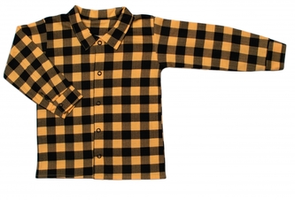 Dětská košile MROFI dlouhý rukáv Luke - žluto/černá kostička; 92 (18-24m)