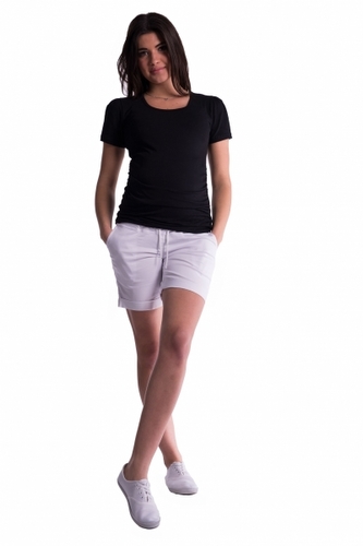 Be MaaMaa Těhotenské kraťasy s elastickým pásem - bílé, vel. XXL; XXL (44)