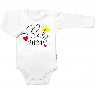 Body dlouhý rukáv Baby 2024, Baby Nellys, bílé, vel. 74; 74 (6-9m)