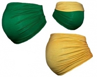 Be MaaMaa Těhotenský pás DUO - zelená se žlutou, vel. L; L (40)