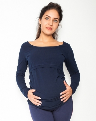 Be MaaMaa Těhotenské, kojící triko/halenka dlouhý rukáv Siena - granátové, vel. L