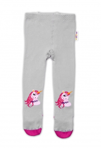 Baby Nellys Bavlněné punčocháče Unicorn - šedé, vel. 80/86; 80/86 (12-18m)