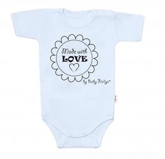 Body krátký rukáv Made with love, Baby Nellys, světle modré; 56 (1-2m)