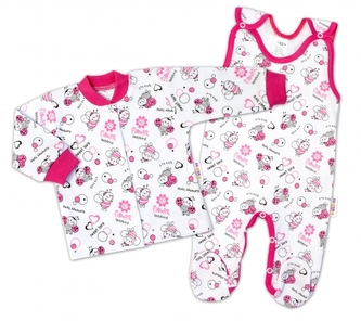 Baby Nellys  2-dílná sada, bavlněné dupačky s košilkou Berušky, bílá, vel. 68; 68 (3-6m)