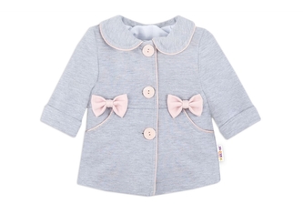 Baby Nellys Dětský bavlněný  kabátek s mašličkami, šedý, vel. 92; 92 (18-24m)