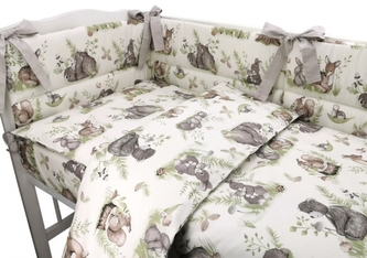 3-dílná sada Mantinel s povlečením Pohoda v lese - ecru/šedá; 120x90