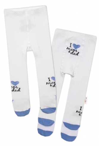 Baby Nellys Bavlněné punčocháče I love mom & dad - modré