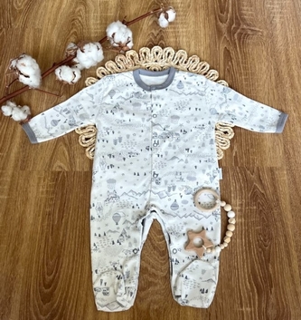 Kojenecký bavlněný overal Mamatti, Město - bílo/šedý, vel. 80; 80 (9-12m)