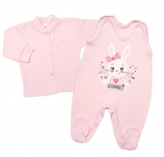 2-dílná soupravička G-baby košilka + dupačky Lovely Baby, světle růžová; 56 (1-2m)