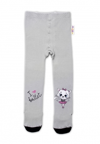 Baby Nellys Bavlněné punčocháče Kočička - šedé, vel. 92/98