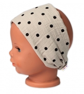 Letní čelenka, bandana, mušelín, Puntík, Baby Nellys - cappuccino; 92/98 (18-36m)