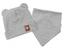Baby Nellys Žebrovaná dvouvrstvá čepice s oušky + šátek TEDDY - šedý melír, 80/86; 80/86 (12-18m)