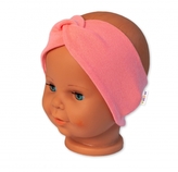 Baby Nellys Bavlněná čelenka dvouvrstvá, lososová, vel. 12-18 měsíců; 80/86 (12-18m)