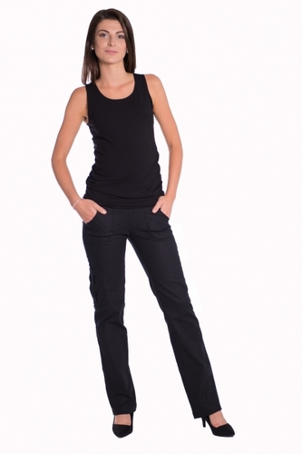 Be MaaMaa Bavlněné, těhotenské kalhoty s kapsami - černé, vel. XXXL; XXXL (46)