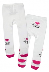 Baby Nellys Bavlněné punčocháče I love mom & dad - růžové, vel. 80/86; 80/86 (12-18m)