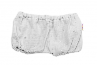 Baby Nellys Mušelínové letní kraťasky Stars, šedé, vel. 68/74; 68/74 (6-9m)