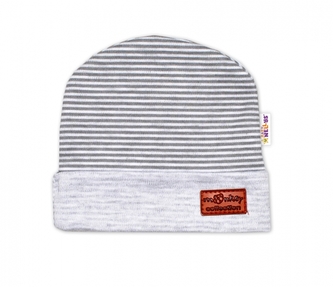 Baby Nellys Novorozenecká čepička, Monkey - proužky/sv.šedá ; 62 (2-3m)