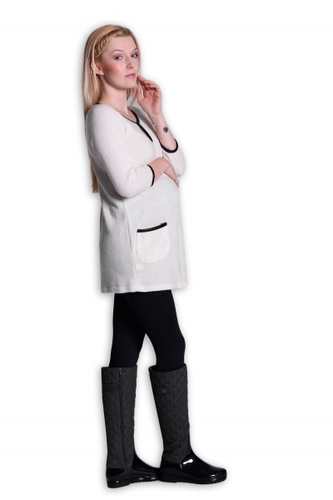 Be MaaMaa Tunika, šaty 3/4 rukáv - ecru/smetanová; L/XL