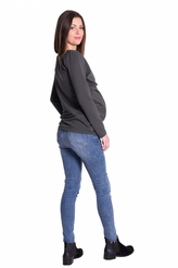 Be MaaMaa Zavinovací těhotenské triko/tunika - grafit, vel. XL; XL (42)