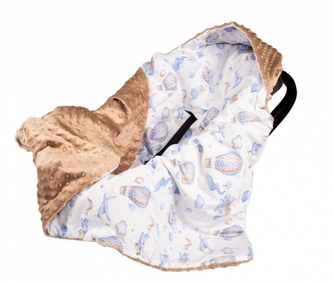 Baby Nellys Zavinovací deka s kapucí minky Balón a letadlo, 90 x 90 cm