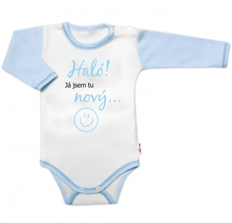 Body dlouhý rukáv s vtipným textem Baby Nellys, Haló! Já jsem tu nový, vel. 86, kluk; 86 (12-18m) Body dlouhý rukáv s vtipným textem Baby Nellys, Haló! Já jsem tu nový, vel. 86, kluk; 86 (12-18m)