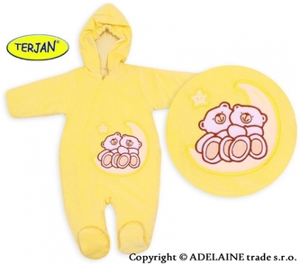 Zimní/podzimní kombinézka/overálek Medvídci - krémově žlutá, vel. 74; 74 (6-9m)