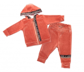 Mamatti Dětská tepláková souprava Velvet zapínání na zip, Fox Girl, cihlová, vel. 86; 86 (12-18m)