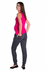 Be MaaMaa Moderní těhotenské tepláky s odnimatelným pásem - grafit, vel. S;  S (36)