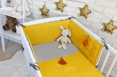 Baby Nellys 3 dílná sada Mantinel s povlečením vafelek - hořčicová; 120x90
