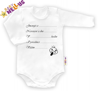 Body dl. rukáv vel. 86, Baby Nellys ® - bílé - Narodil jsem se...; 86 (12-18m)