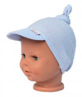 Mušelínový šátek s kšiltem Summer Baby Nellys, modrý; 56-80 (0-12m)