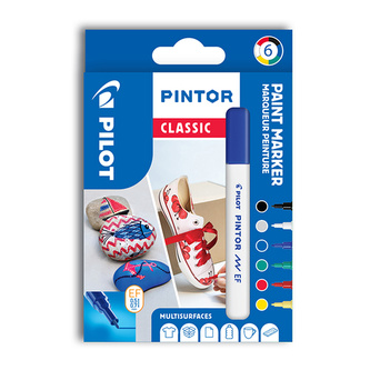 Pilot, Sada 6 ks Akrylový Akrylový Popisovač Pintor, (EF) extra tenký, Classic