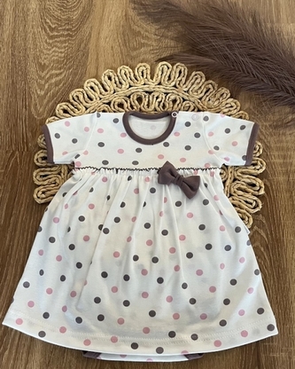 Sukničkobody krátký rukáv, Mamatti, Puntík, smetanové s potiskem, vel. 80; 80 (9-12m)