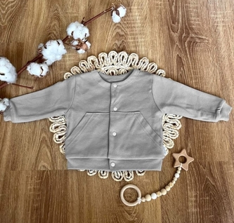 Dětská dvouvrstvá mikina, kabátek, bavlna, Město, Mamatti, šedá; 56 (1-2m)