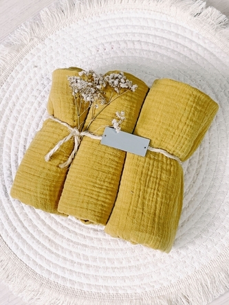 Mušelínové plenky 3D sada, 70x70 cm, Baby Nellys - hořčicová