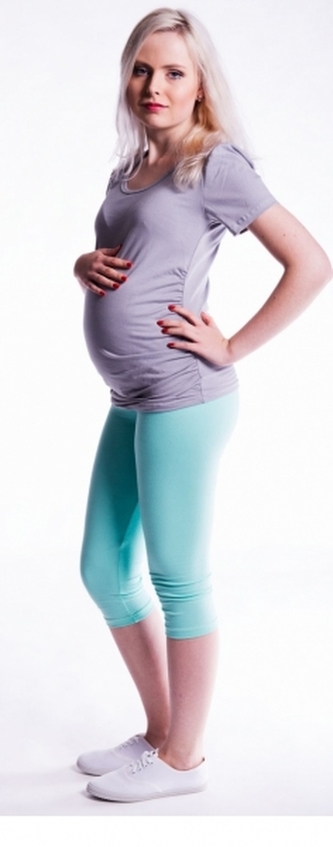 Be MaaMaa Těhotenské barevné legíny 3/4 délky - mátová, vel. L; L (40)