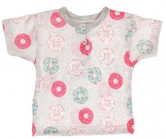 MBaby Bavlněné Polo tričko s krátkým rukávem Donuty vel. 80 - šedé; 80 (9-12m)