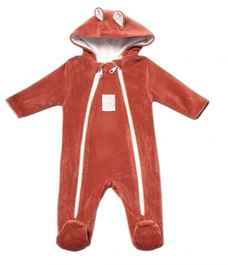 Mamatti Kojenecký overal VELVET, dvouvrstvý Baby Fox Girl - hnědý, vel. 62; 62 (2-3m)