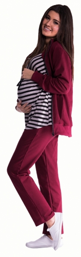 Be MaaMaa Těhotenská souprava 3 dílná - bordó; XL (42)
