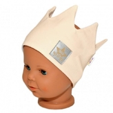 Baby Nellys Hand Made Bavlněná čelenka - dvouvrstvá, Korunka - smetanová, 104/116