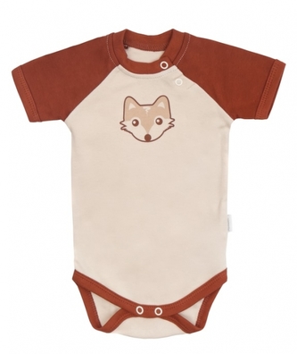 Mamatti Kojenecké body kr. rukáv, Baby Fox - béžová/hnědá; 68 (3-6m)