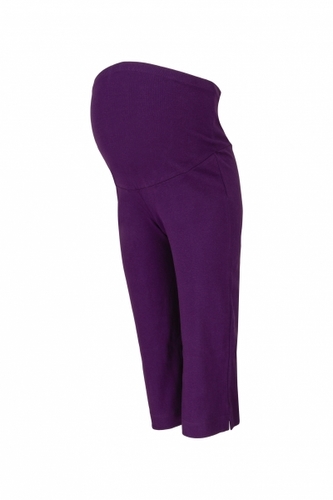 Be MaaMaa Těhotenské 3/4 tepláky s elastickým pásem - fialové; M (38)