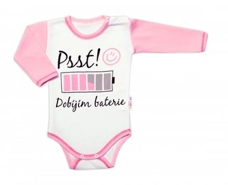 Body dlouhý rukáv s vtipným textem Baby Nellys, Psst! Dobíjím baterie, holka, vel. 68; 68 (3-6m) Body dlouhý rukáv s vtipným textem Baby Nellys, Psst! Dobíjím baterie, holka, vel. 68; 68 (3-6m)