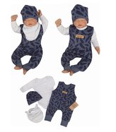 Z&Z 4-dílná soupravička body, láclové kalhoty, čepička + šátek - modrá