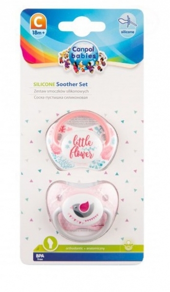 Sada 2 ks anatomických dudlíků, 6 -18 m, Canpol Babies - Little flower, Ptáček