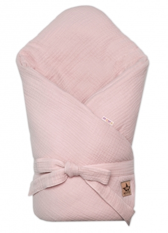 Mušelínová zavinovačka na zavazování, Baby Nellys, 75x75cm, pudrově růžová