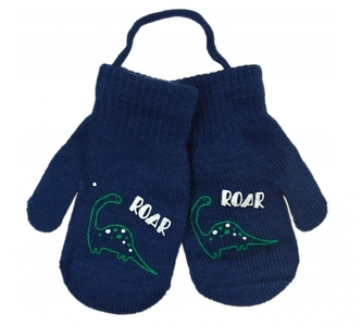 Zimní chlapecké rukavičky se šňůrkou Roar Dino - granátové, vel. 80/92; 80-92 (12-24m)