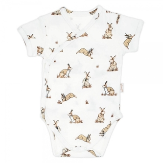 Zavinovací body kr. rukáv bavlna Rabbit, Nicol, bílé, vel. 62; 62 (2-3m)