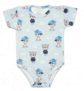 Body kr. rukáv, bavlna, zapínání u krku Mrofi, Baby Bear, modré, vel. 74; 74 (6-9m)