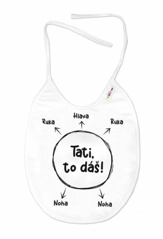 Nepromokavý bryndáček, 24 x 27 cm - Tati, to dáš!, bílý